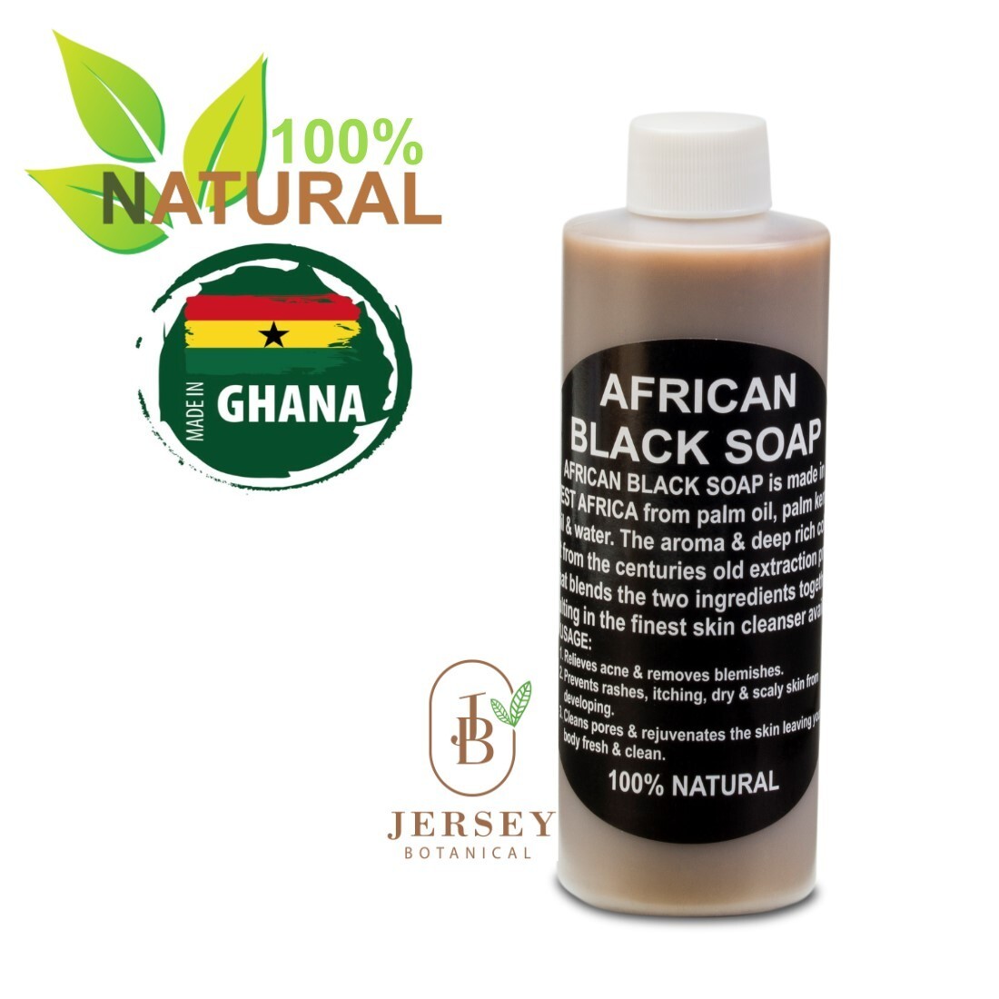 Liquid African Black Soap 16 oz. 100% Pure Natural Raw Organic Face Body Bath