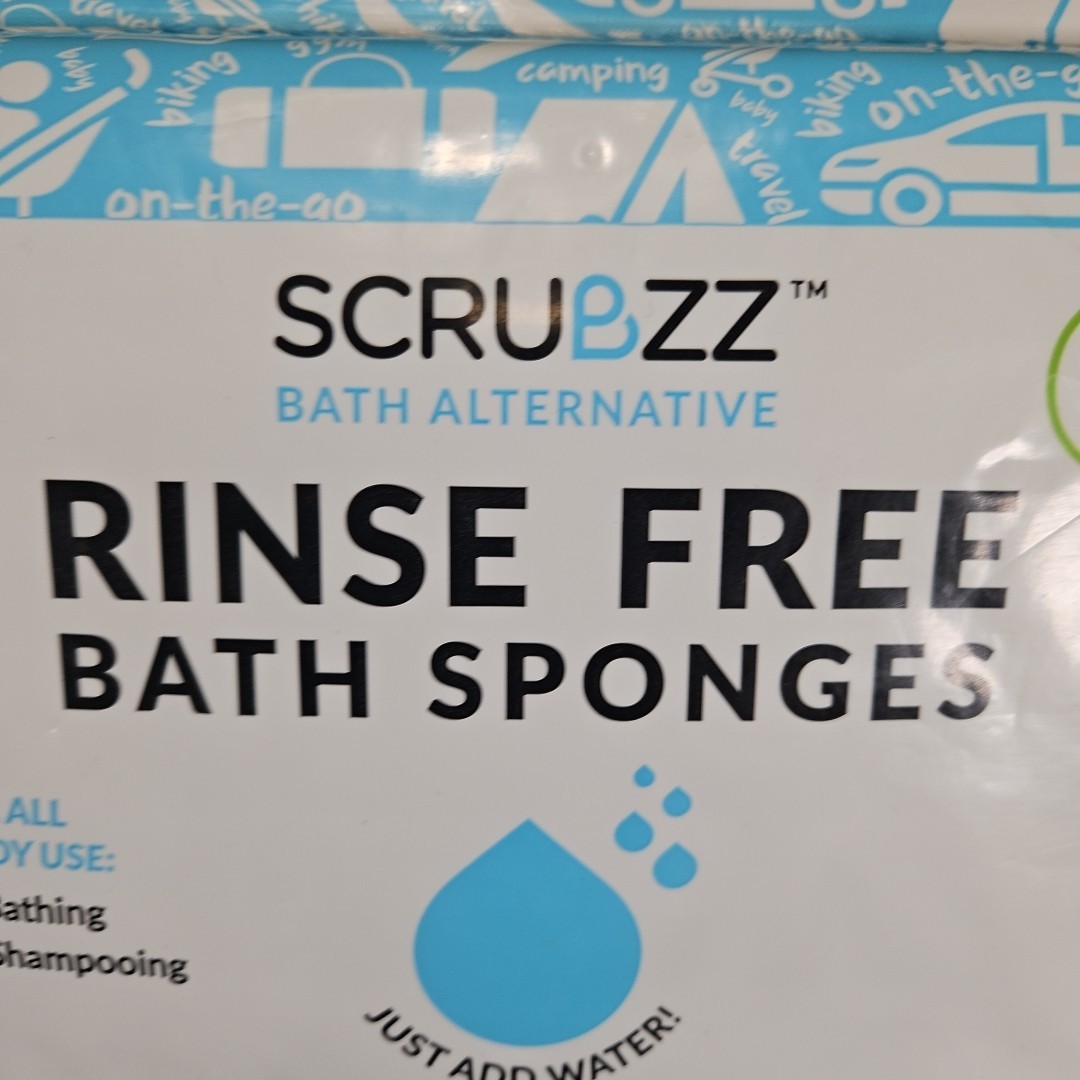 Scrubzz Rinse Free Bath Sponges Unscented 25 Pc Rinse Free Gym Camping Travel