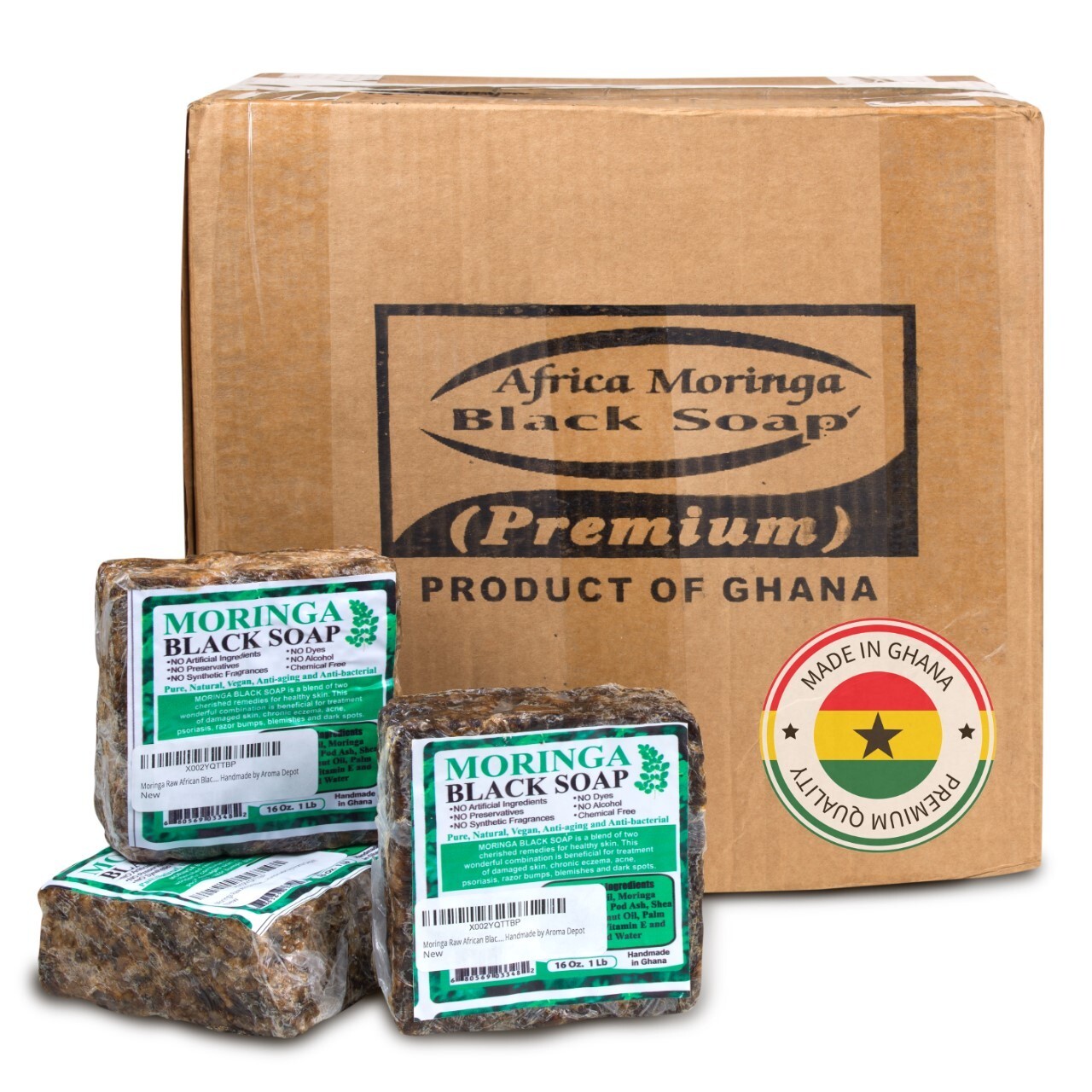 MORINGA Black Soap Herbal Vegan Organic Unrefined 100% Natural Anti Acne/Fungus