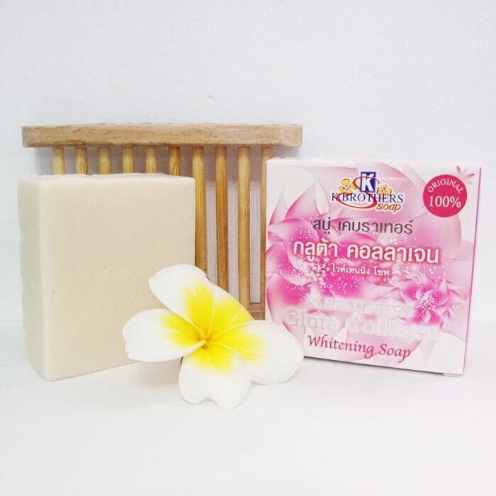 K.brothers gluta collagen soft & smooth Thai herbal whitening soap 60g. 6X