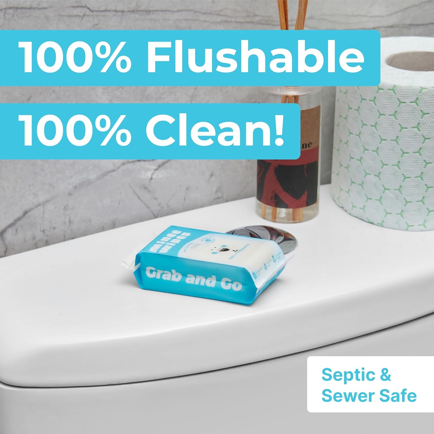 Impossibly Compact Travel Flushable Wipes with Natural 6 Count (Pack of 8)