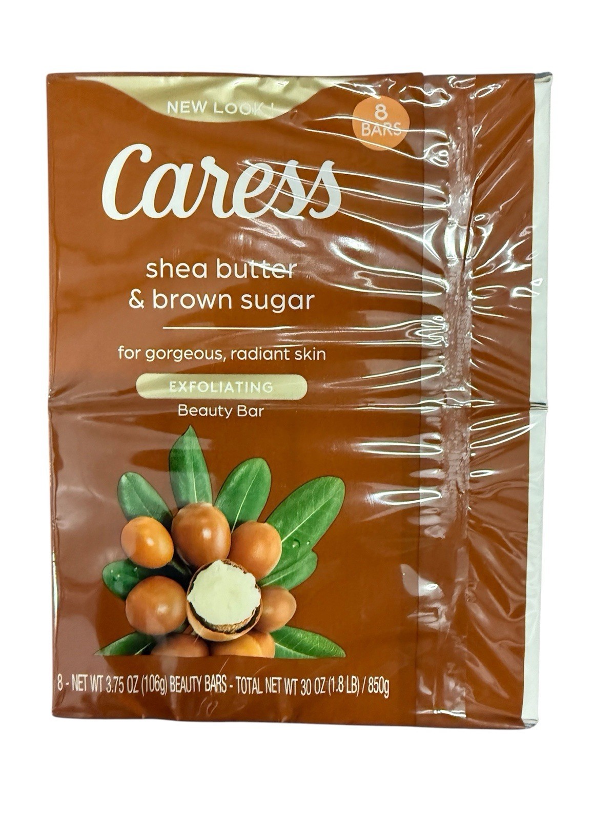 8 Bars Caress Soap SHEA BUTTER & BROWN SUGAR EXFOLIATING Beauty Bars 3.75oz