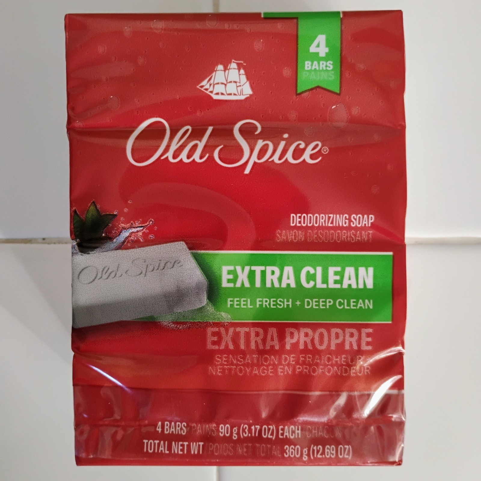 Old Spice Extra Clean Deodorizing Bar Soap Deep Clean 3.17 oz. 4 Bars