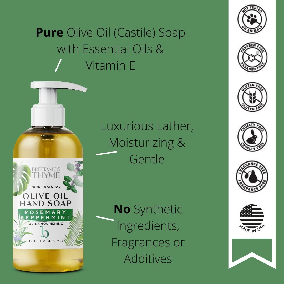 Brittanie’s Pure Castile Liquid Soap Refill, 12 Fl Oz (Pack of 3)