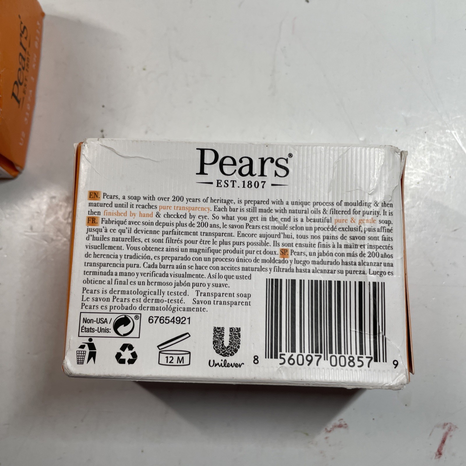 Pears Transparent Pure & Gentle with Plant Oils Bar Soap, 4.4 oz. (Pack of 2)