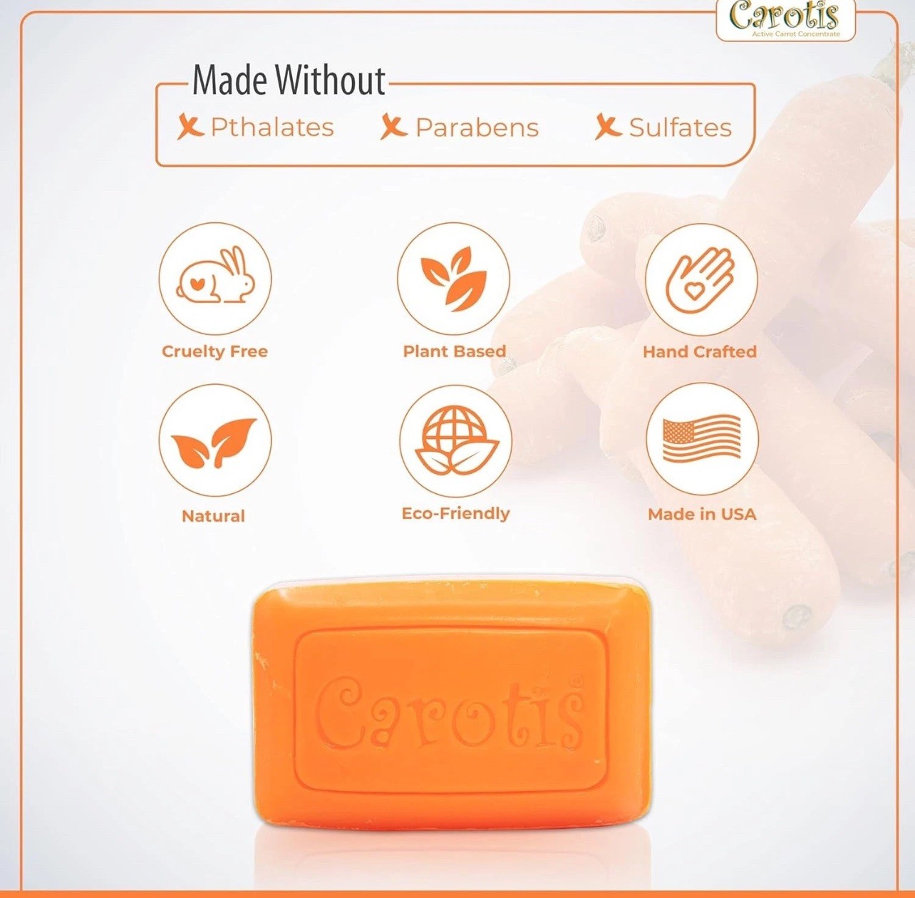CAROTÏS Beauty Soap 80gr – Formulated to Clean and Refresh Skin with Carrot pk 3