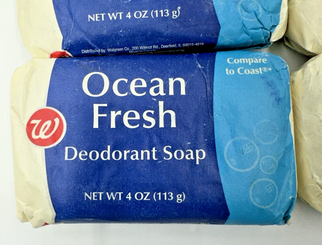 6 Walgreens Ocean Fresh Deodorant Bar Soap 4 oz NOS Made in Canada Vintage HTF