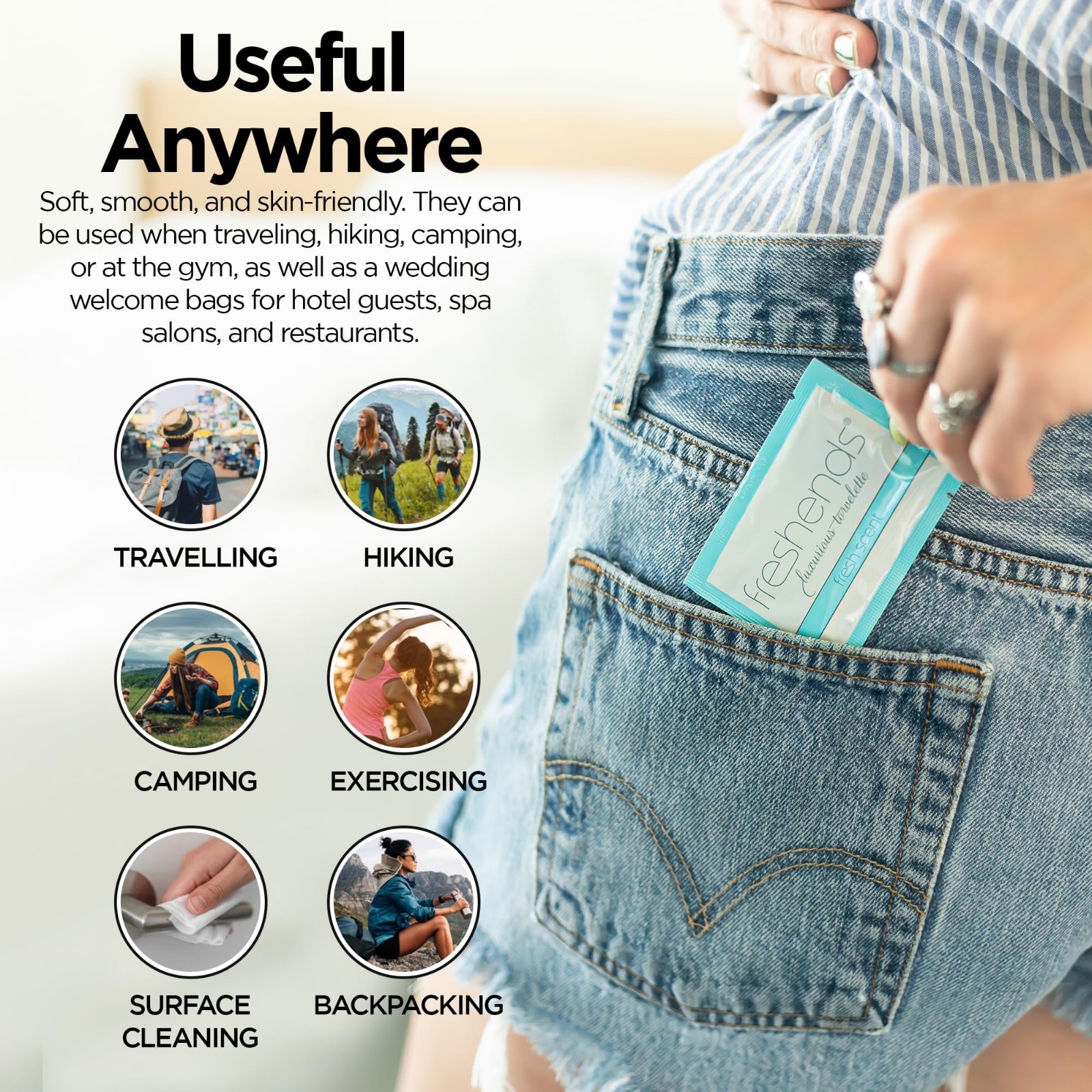 Flushable Individually Wrapped Wipes – 300 Bulk Pack, Luxurious Travel Towelette