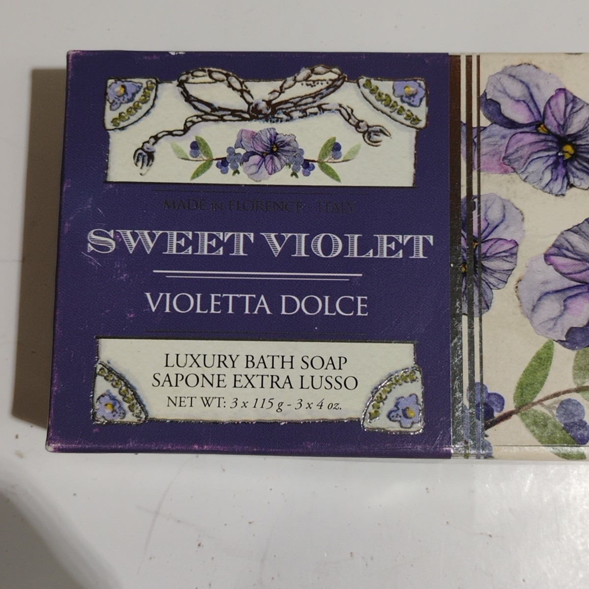 Sweet Violet Luxury Bath Soap Made In Florence Italy New Sealed 3 Cakes
