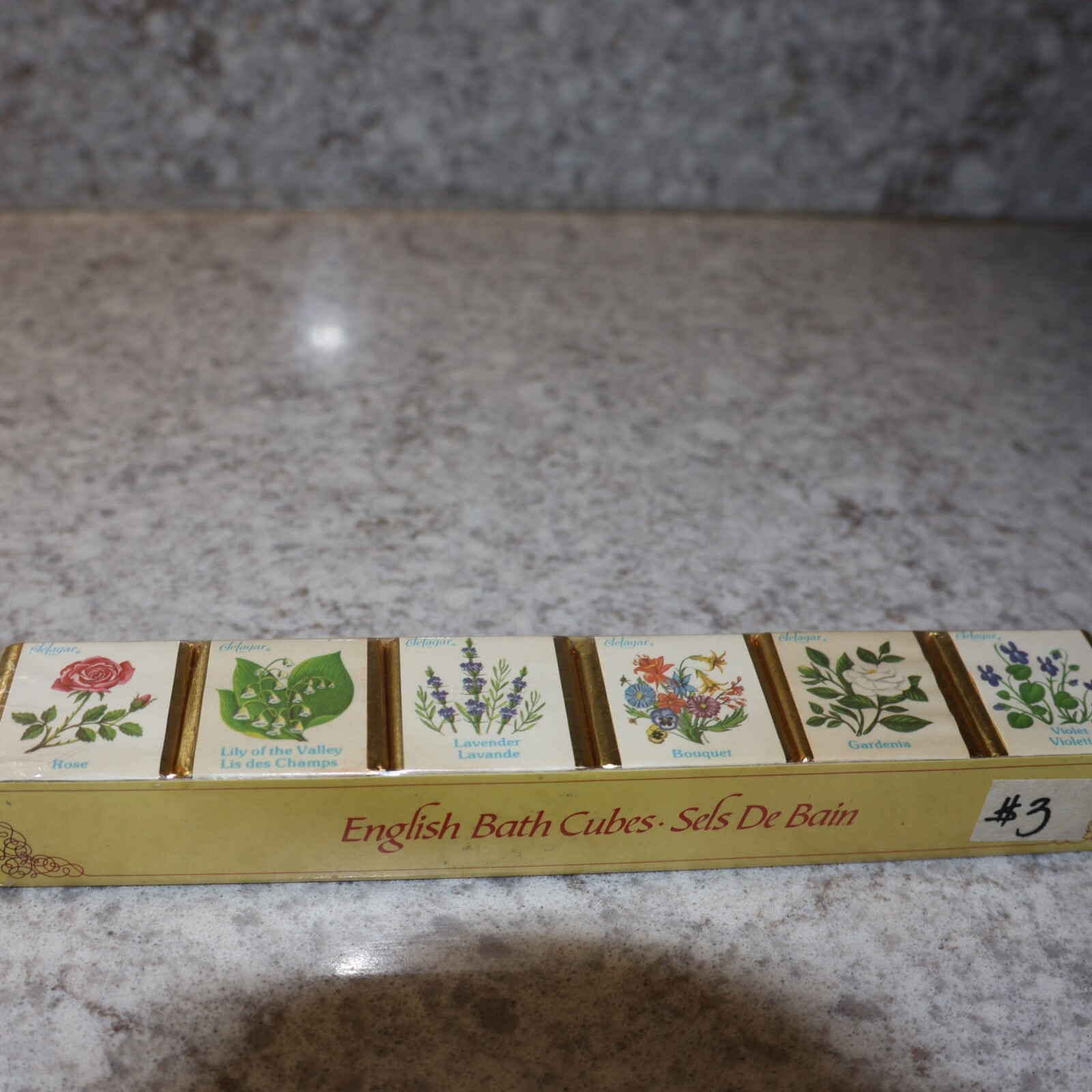 Delagar English Bath Cubes 6 Pack Floral Scents Rose Lavender Gardenia Lily NOS
