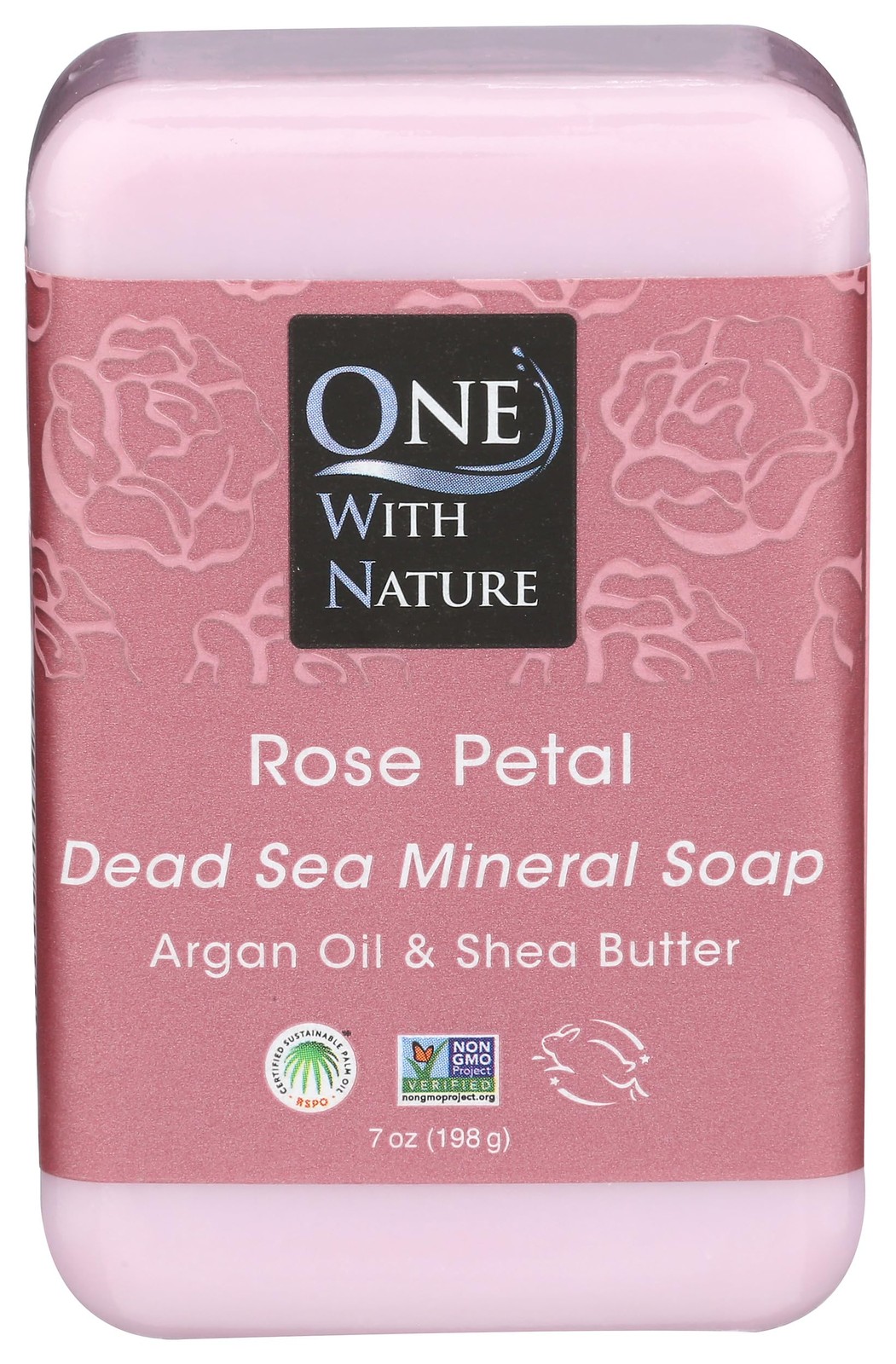One With Nature Rose Petal Triple Milled Exfoliating Bar Soap 7 oz Moisturizing
