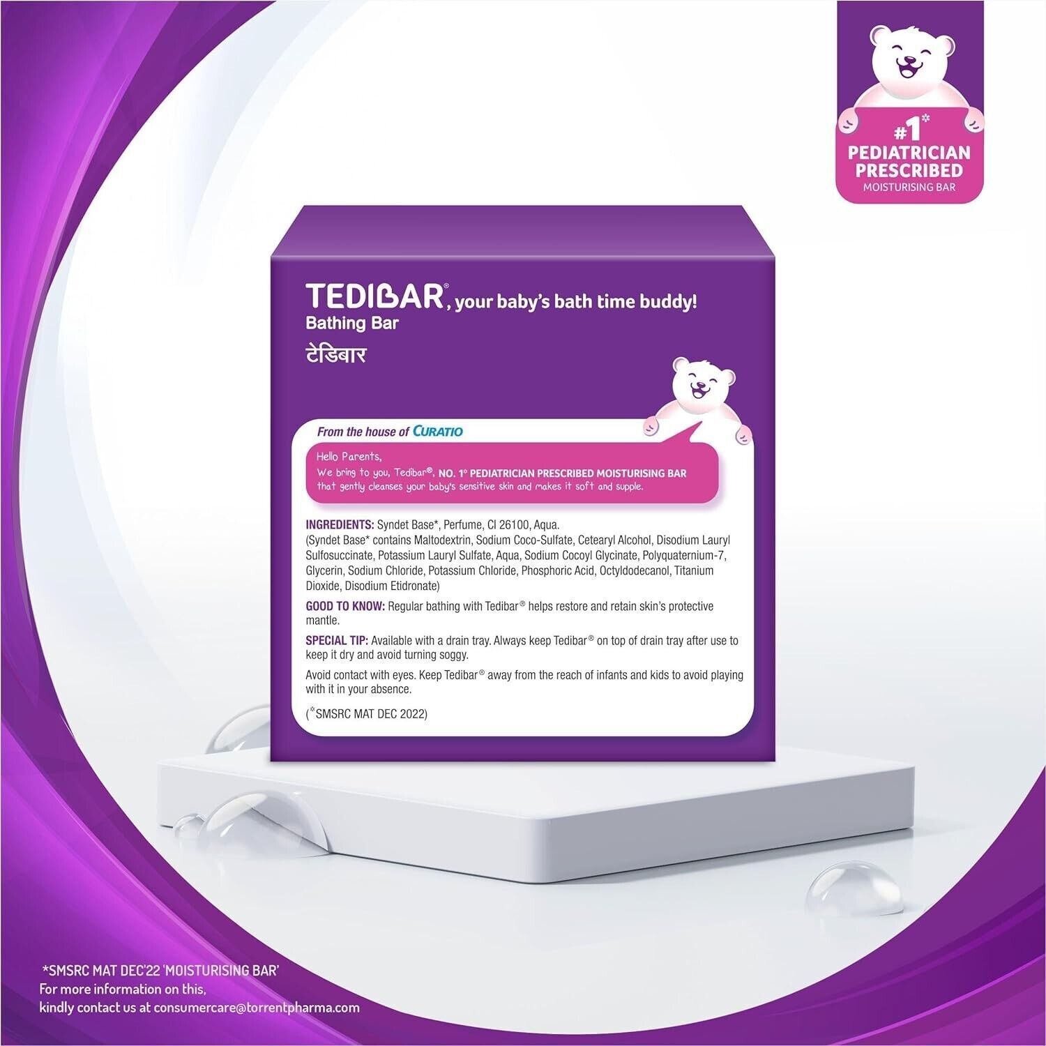 Tedibar Baby Bathing Bar (75gm, Pack of 2)