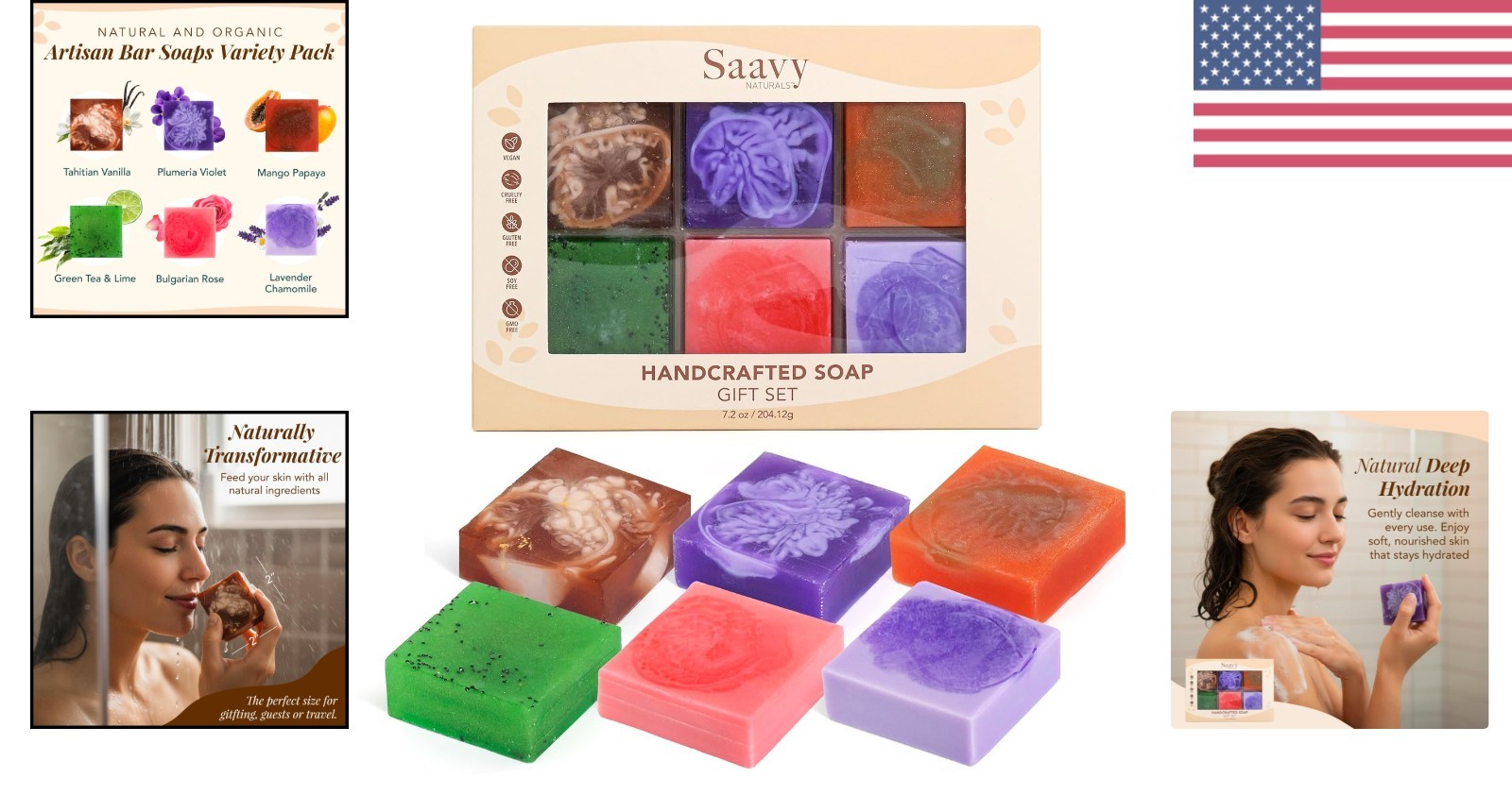 Nourishing Square Mini Soap Bars – 6 Pack with Eco-Friendly Ingredients