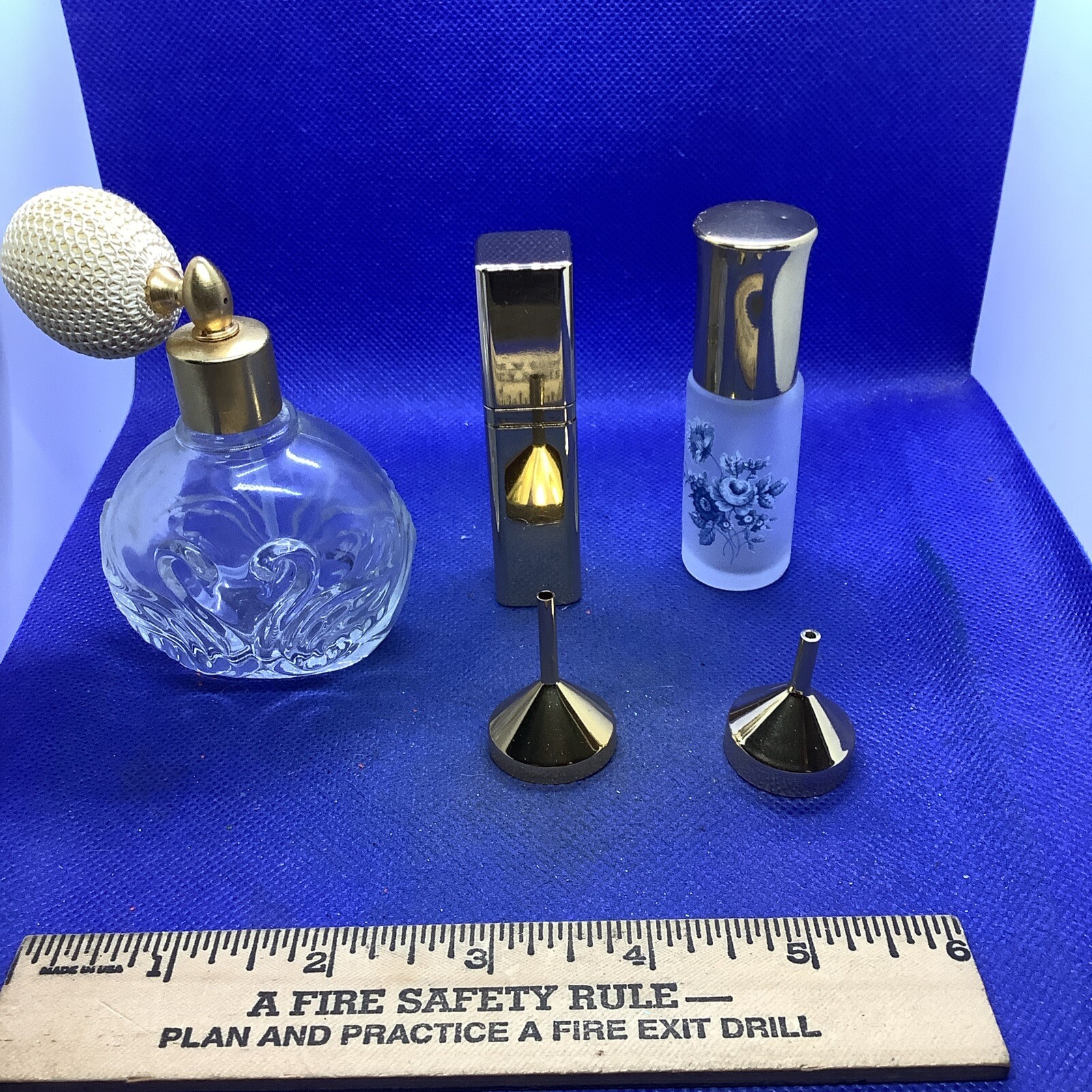 3 Empty Refillable Perfume Glass Atomizer Bottles/ Dispensers W/ Funnels S20