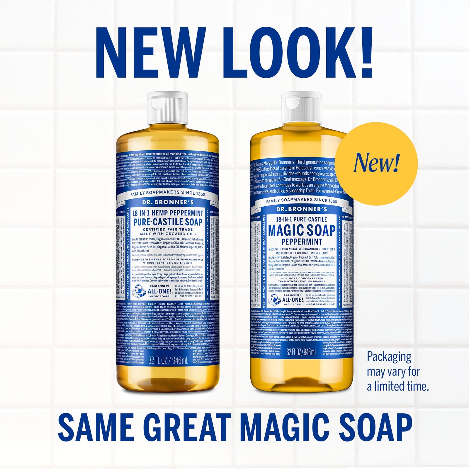 Magic Soap – Peppermint – Pure-Castile Liquid Soap – 32 oz