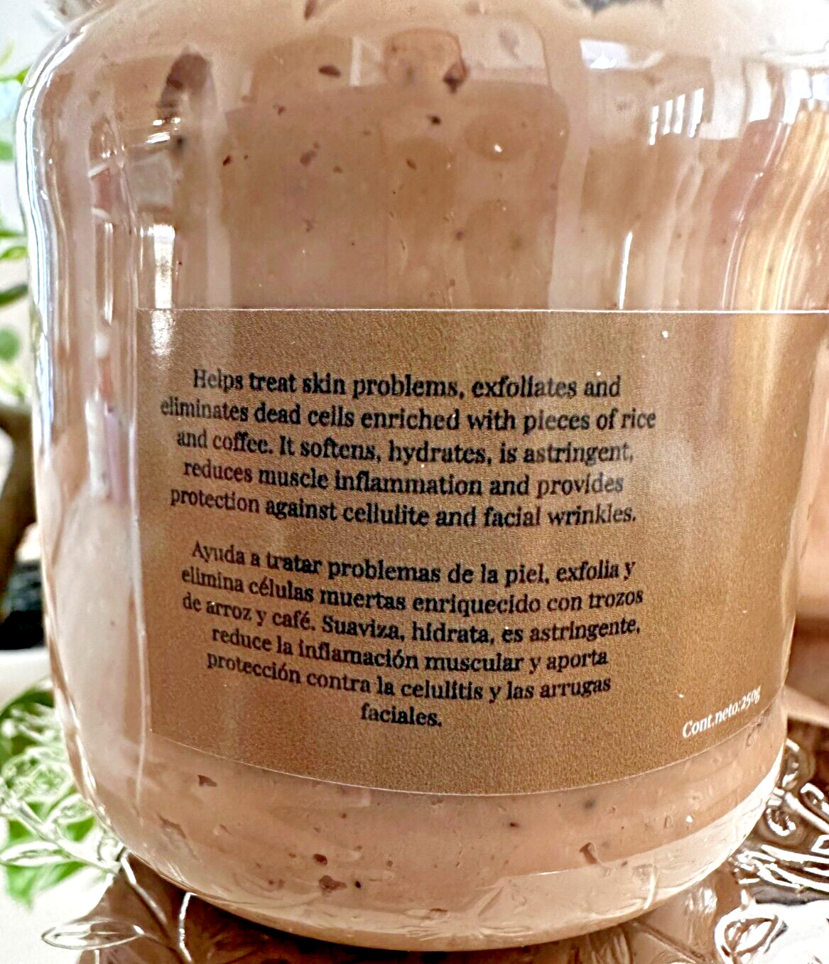 Pure Nature Coffe Brown Paste/Soap, exfoliant with vitamin E, Coconut Oil, Rice