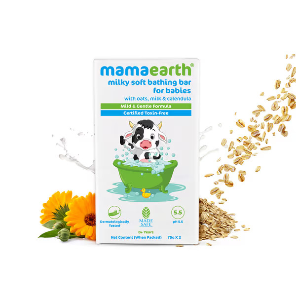 Mamaearth Milky Soft Bathing Bar for Babies 75gms Each Pack of 2