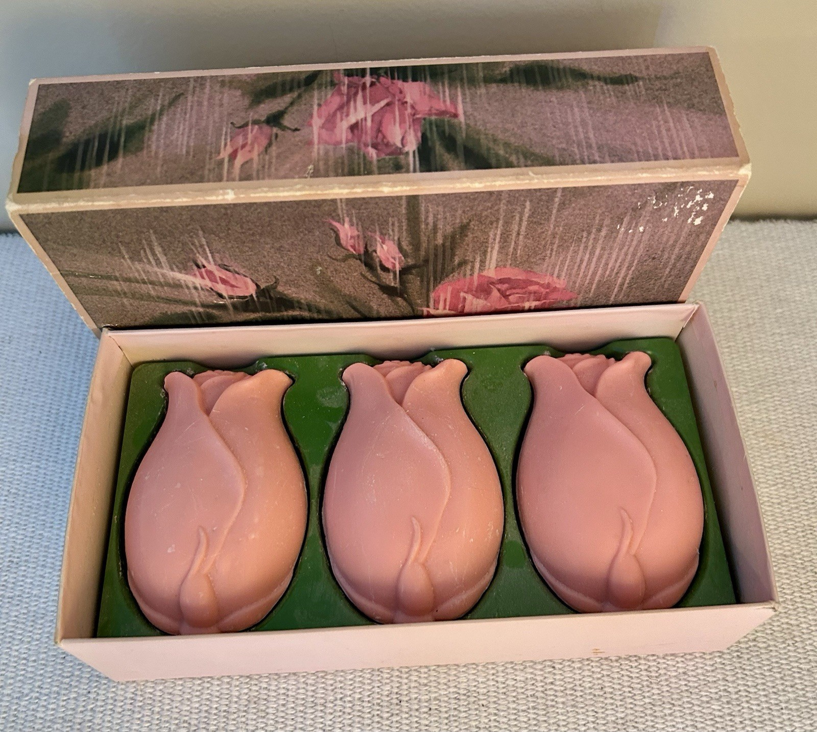 Vintage Avon TOUCH of ROSES 3 Perfume Soaps 3 Oz. Each 1970s NIB