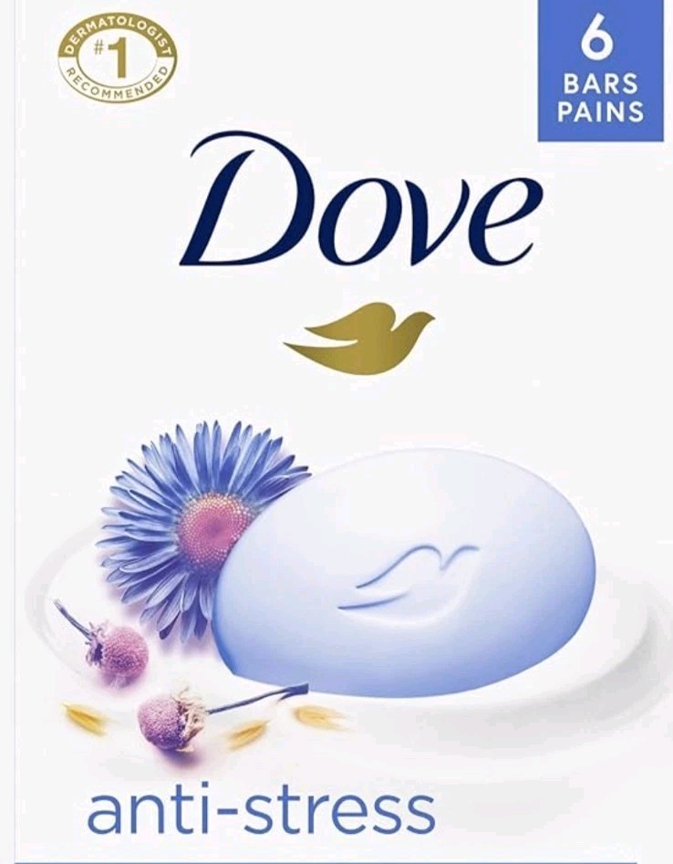 💜 DOVE (6-BARS) 3.17 Oz. 💜🫧 ●BLUE CHAMOMILE & OAT MILK● ≈ANTI-STRESS≈ Bar 🫧.