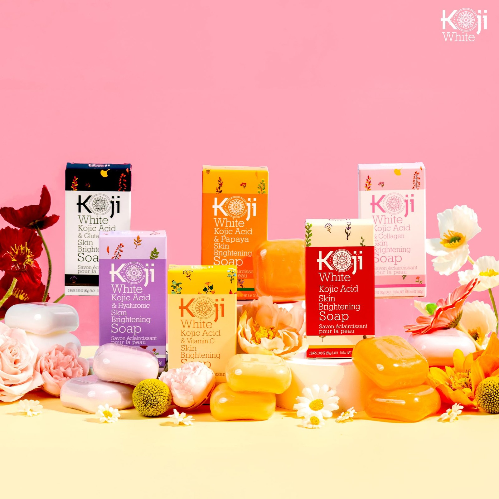 Koji White Kojic Acid & Collagen Skin Brightening Soap ( 2.82 oz / 2 Bars ) –