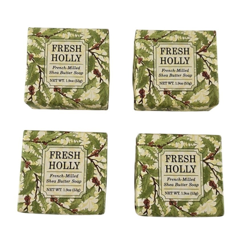 4 Greenwich Bay Trading Fresh Holly 1.9 oz 53 g Holiday Shea Butter Soap Bars