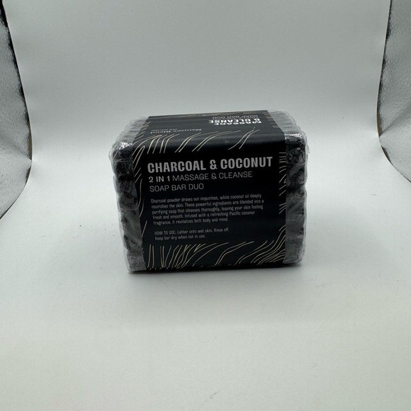 Natures Blend 2 in 1 Charcoal & Coconut Massage & Cleanse Soap Bar Duo NEW