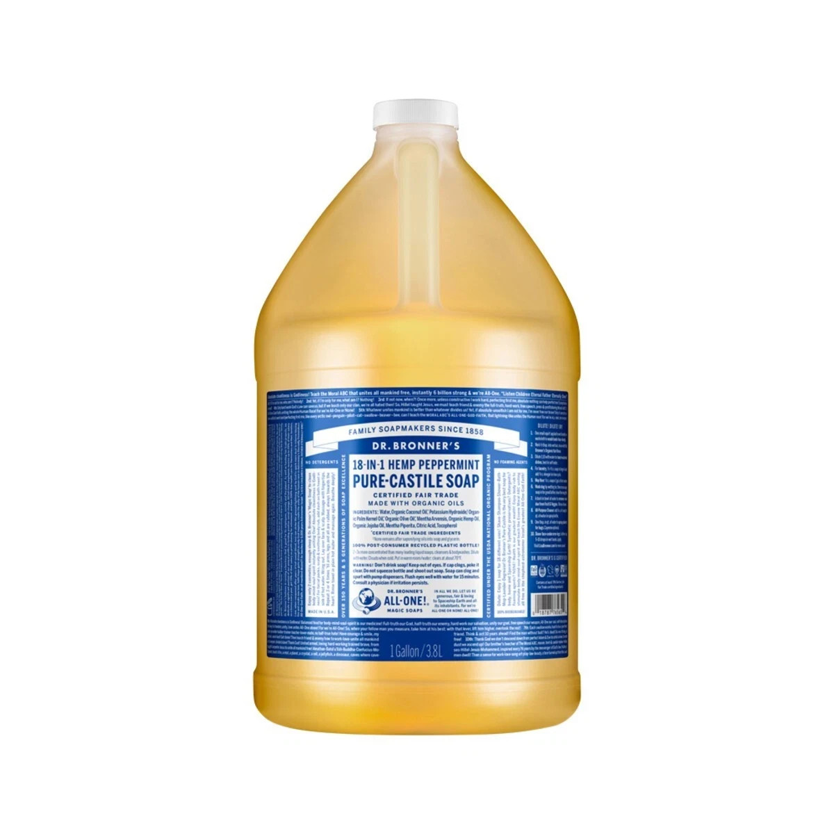 Dr. Bronner’s 18-in-1 Hemp Peppermint Pure-Castile Liquid Soap 1 Gallon