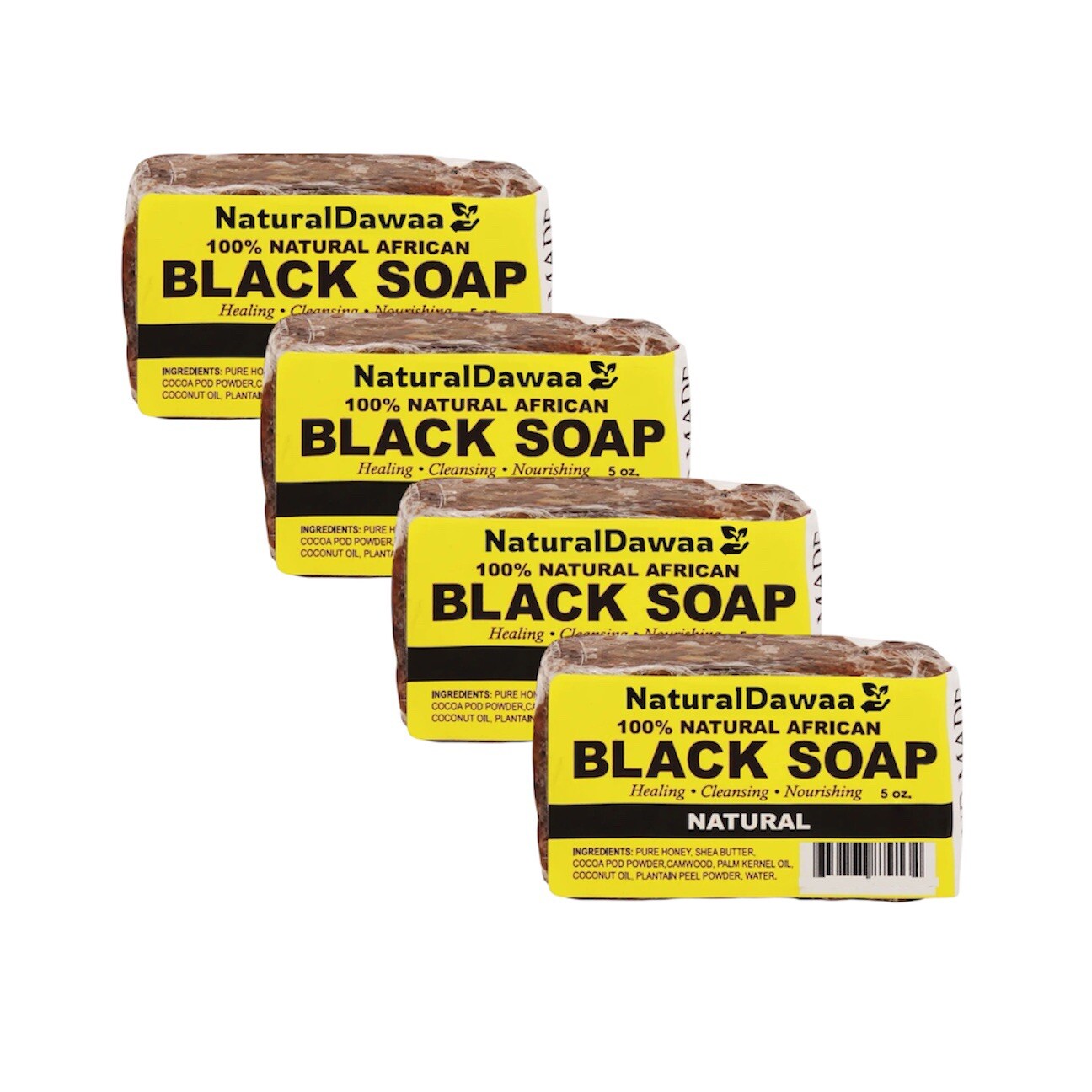 Premium Handmade African Black Soap – 5oz with Shea Butter, Honey Made In GHANA