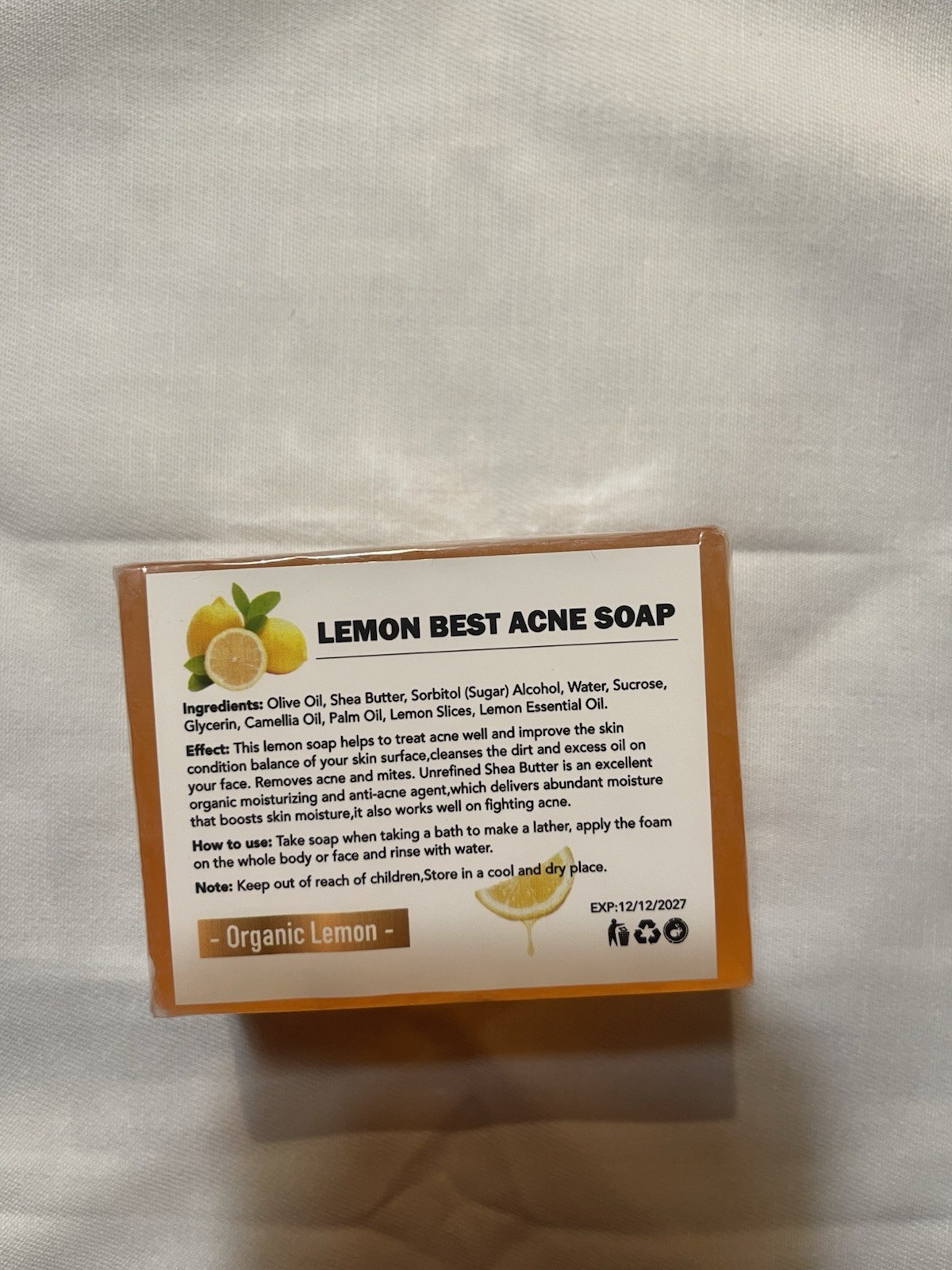 3x Handmade Lemon Soaps Skin Whitening Dark Spots Acne Brightening-Glossy 200G