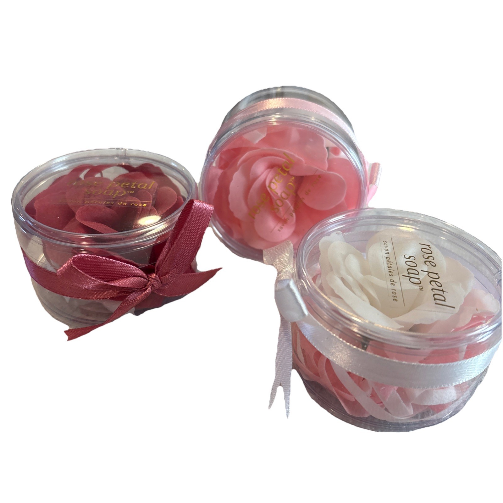 GiftCraft Rose Petal Rose Soap White Pink and Red 2”Each, Pack of 3