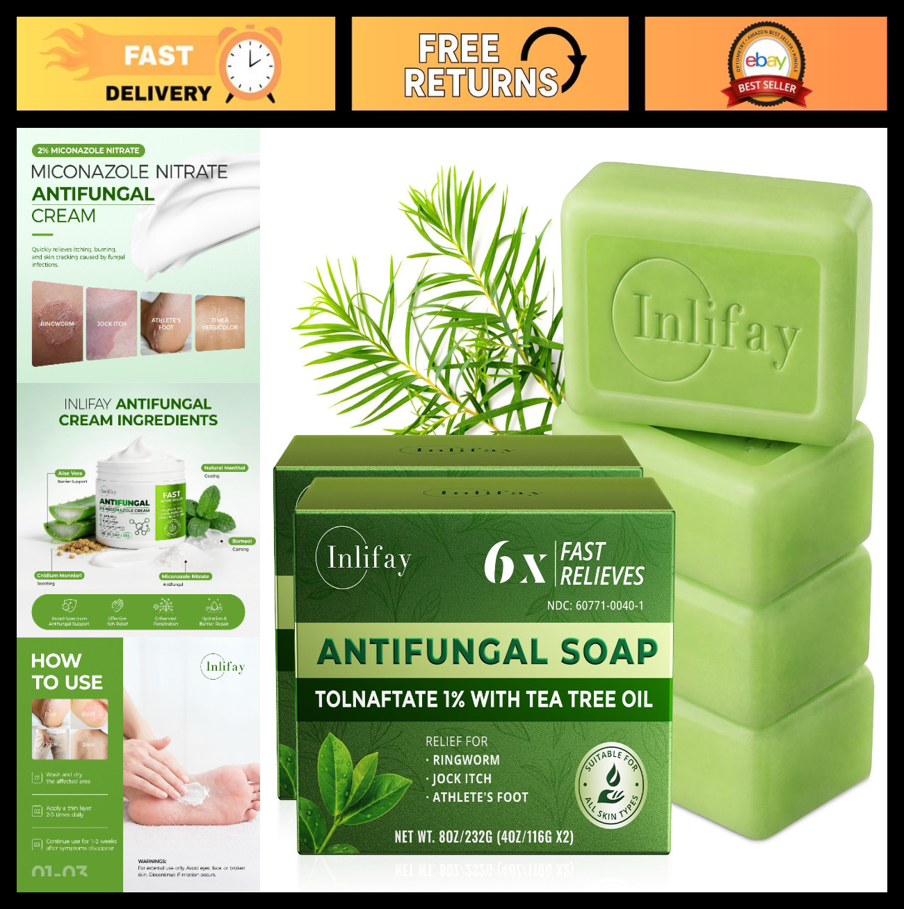 Athlete’s Foot & Jock Itch Soap Bar – Body Wash for Men, Post-Workout Cleanser,