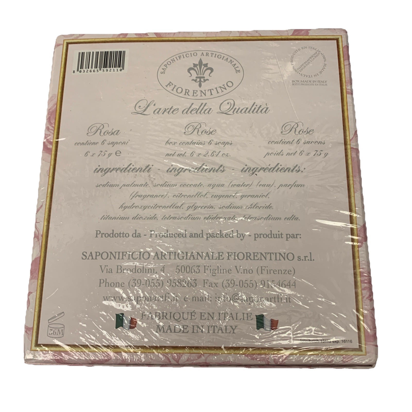 1) Saponificio Artigianale Fiorentino Tuscan Rose Luxury Bar Soap Set of 6 Italy