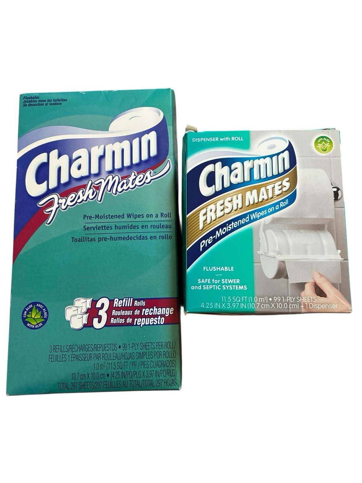 Vintage Charmin Fresh Mates Dispenser And Moistened Wipes On Roll READ