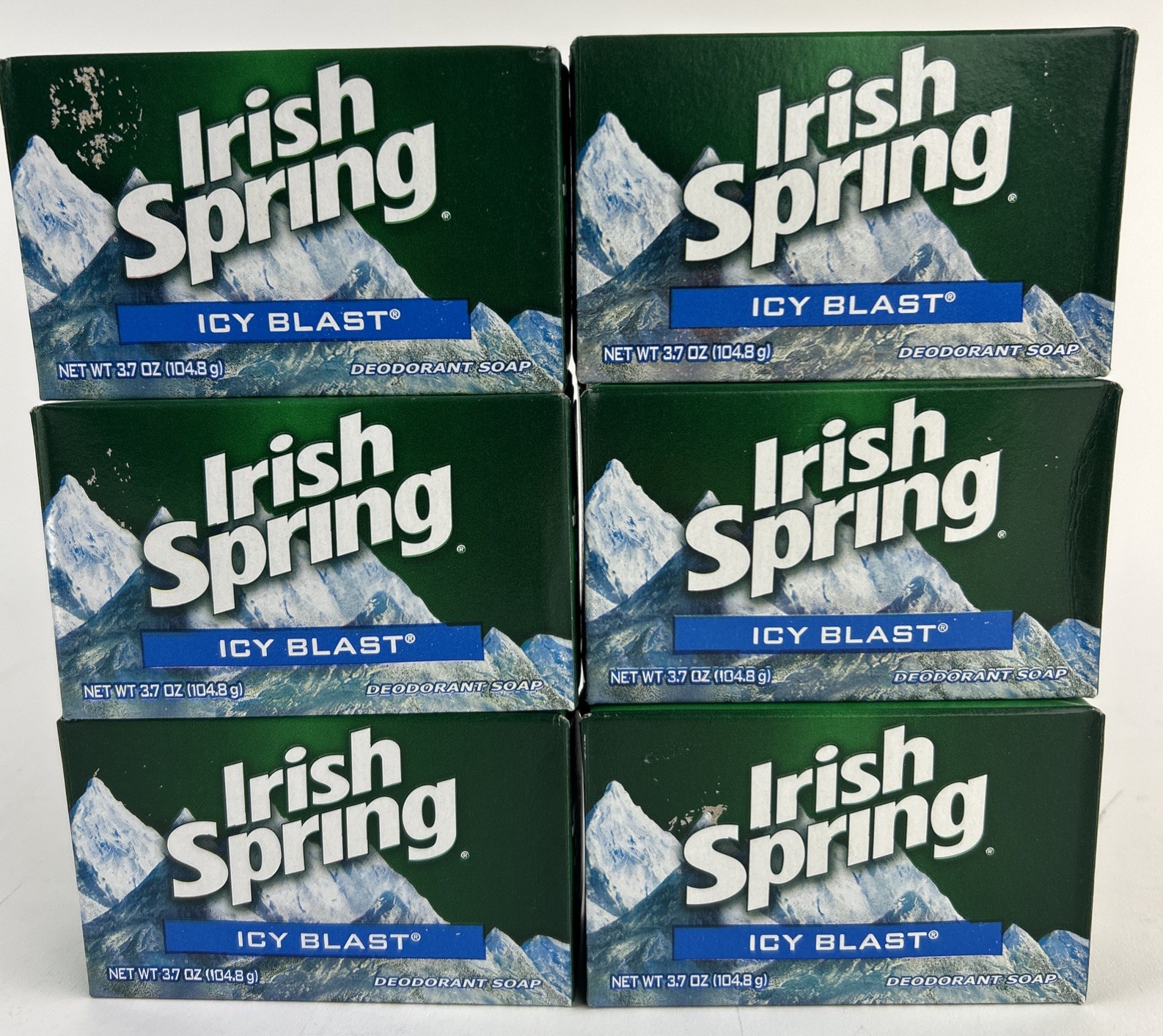 Irish Spring Icy Blast Deodorant Bar Soap 12 Hr Cool Refreshment 3.7oz – 6 Bars