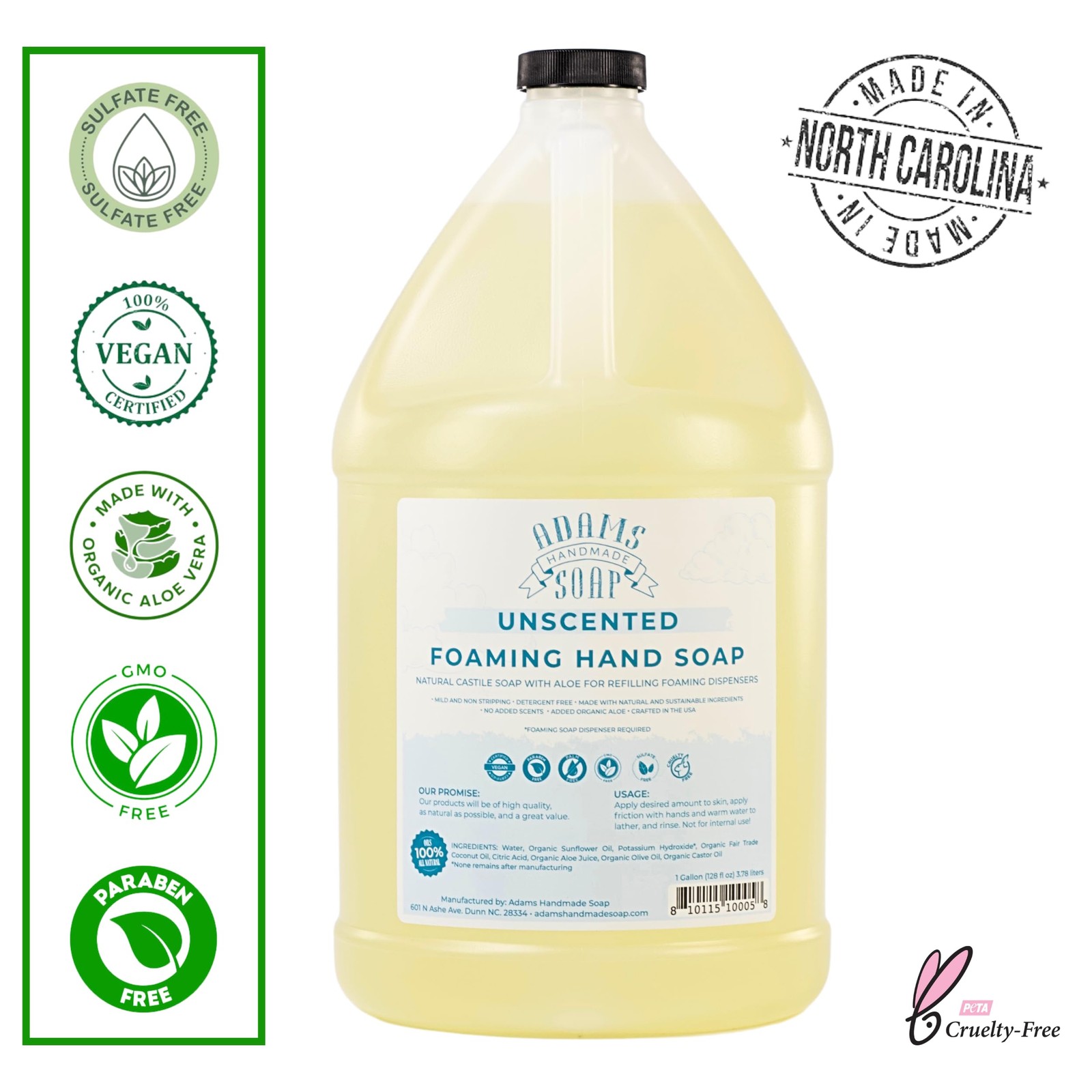 Thin Castile Foaming Liquid Hand Soap 1 Gallon Refill – Unscented