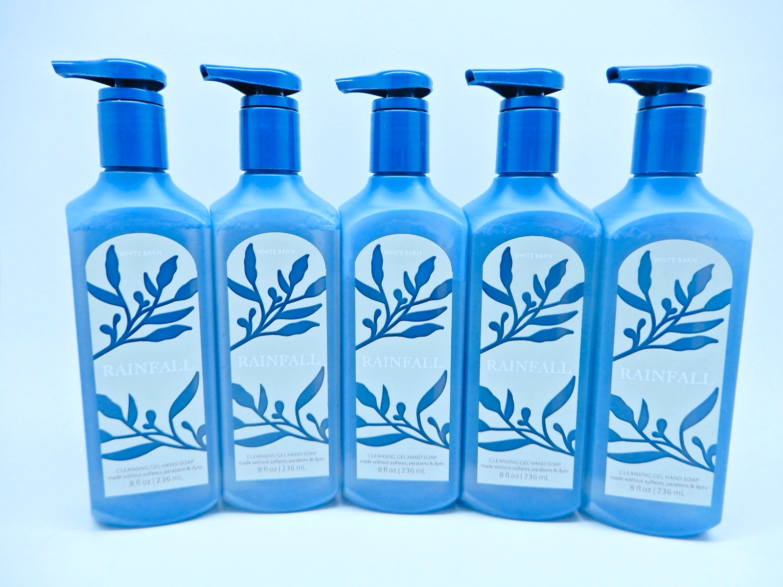 5 BATH & BODY WORKS WHITE BARN RAINFALL CLEANSING GEL HAND SOAP 8oz / 236ml NEW