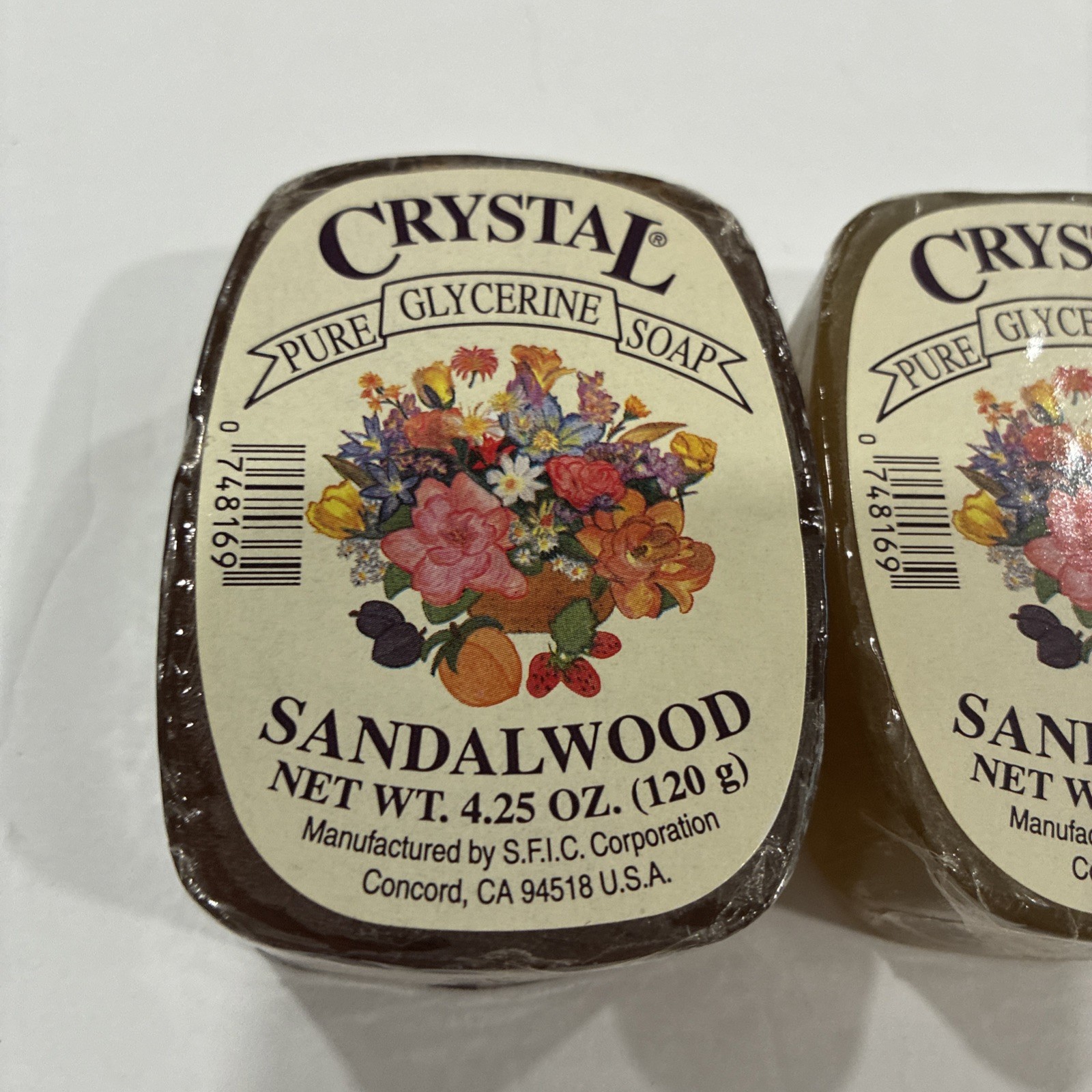 CRYSTAL PURE GLYCERINE SOAP SANDALWOOD 4.25 oz/120 g 3 Bars