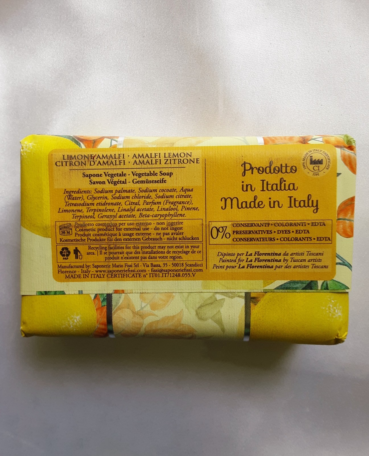La Florentina Amalfi Lemon Soap Bar 9.7oz