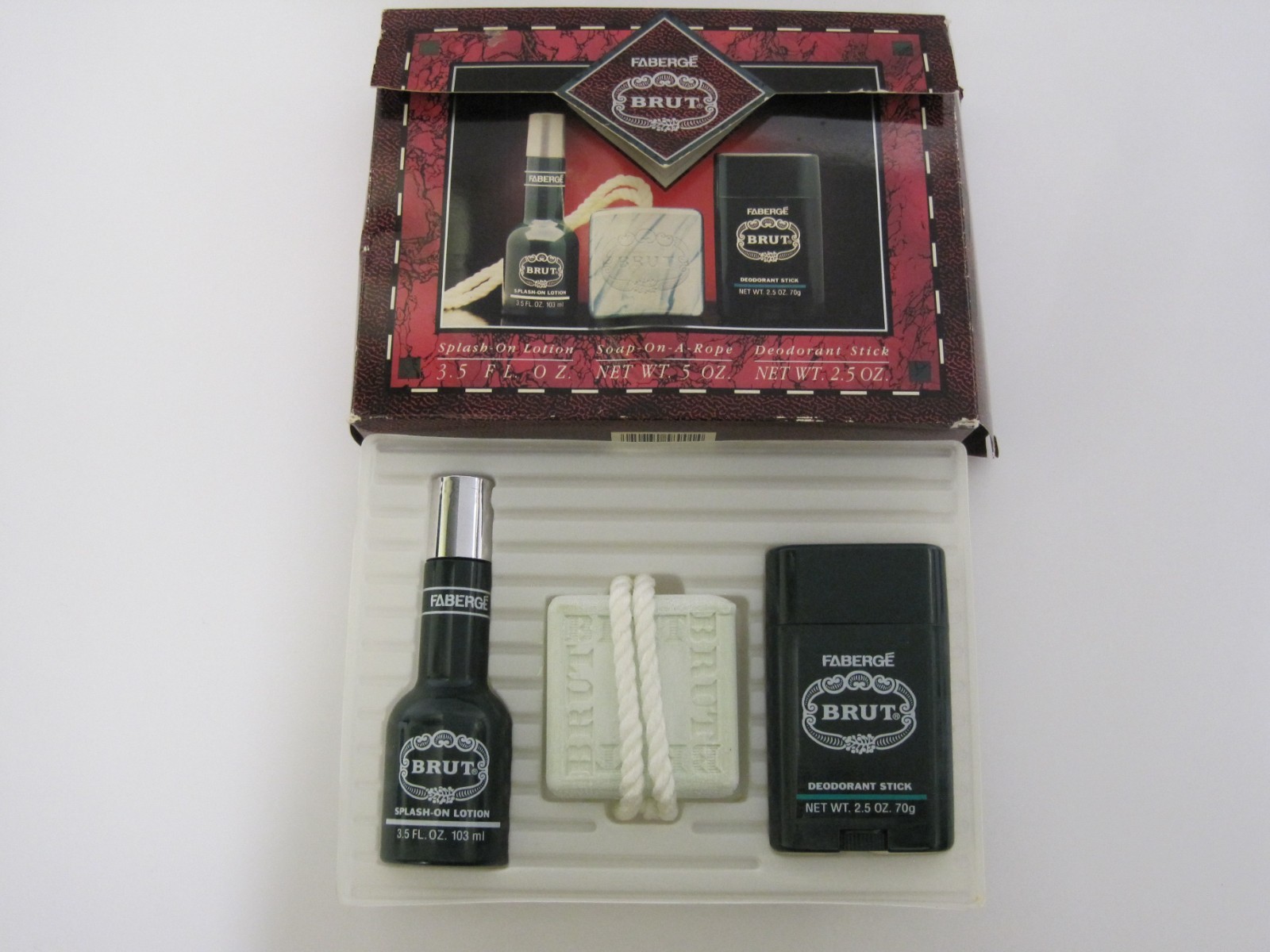 Brut Faberge Soap on a Rope Splash on Lotion Deodorant Set USA – NOS