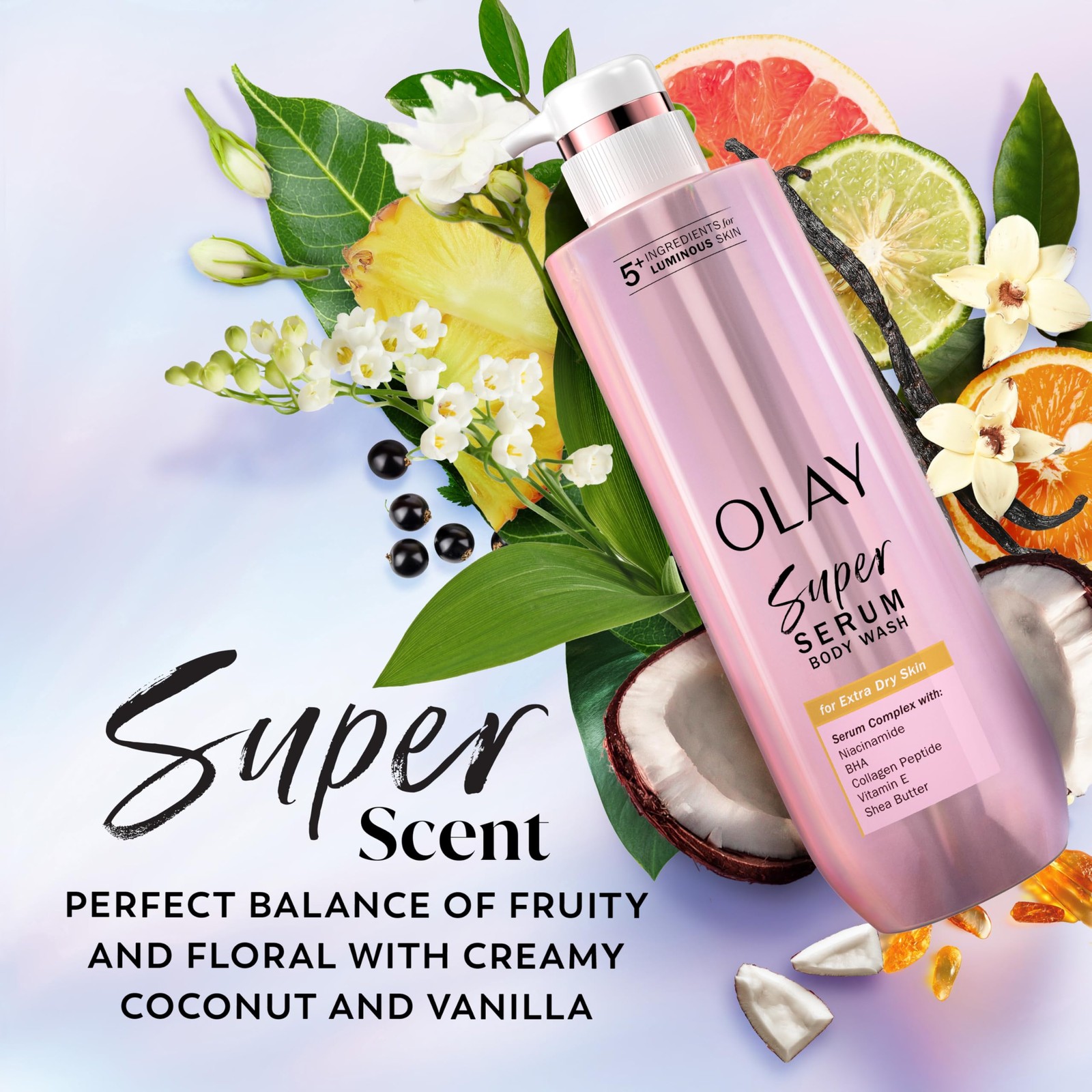 Olay Super Serum Body Wash 18.5 Fl Oz Hydrates Brightens Firms Skin Care