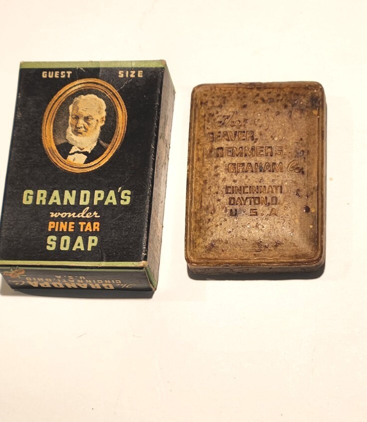 Vtg Grandpa’s Wonder Pine Tar Soap – Rare ” Guest Size ” Original W Box – Look!