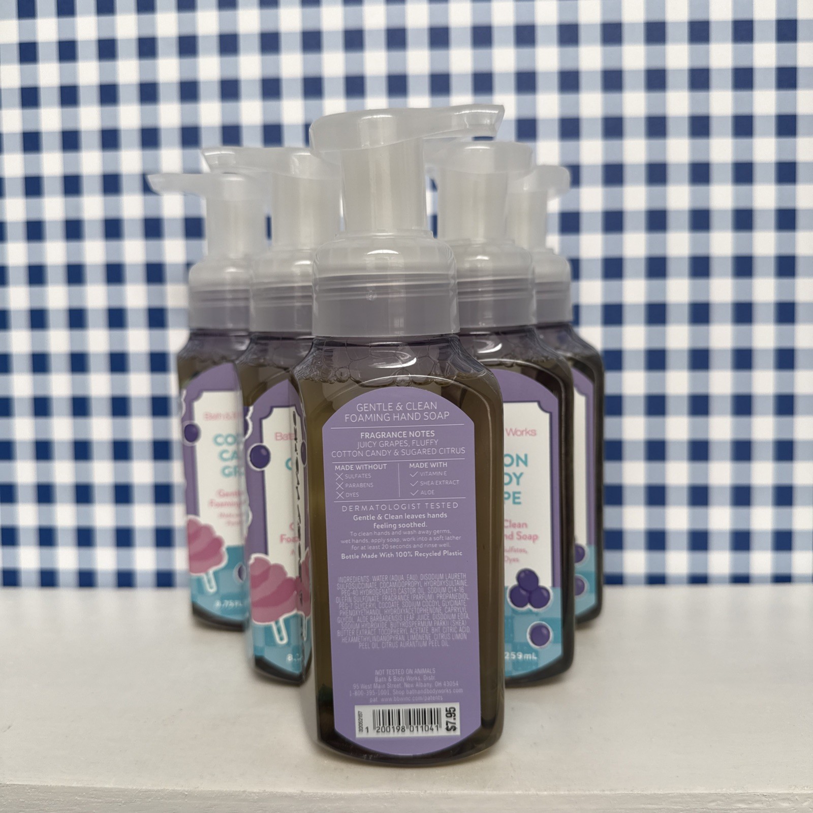 6X ~ Bath & Body Works ~ COTTON CANDY GRAPE ~ Gentle Foaming Hand Soap