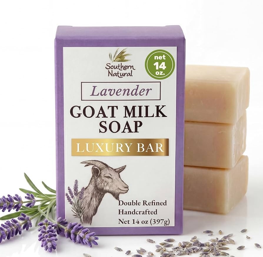 Southern Natural Luxury Goat Milk Soap Bars Lavender, 14 Oz Total, 3 Pk, NEW Lg.