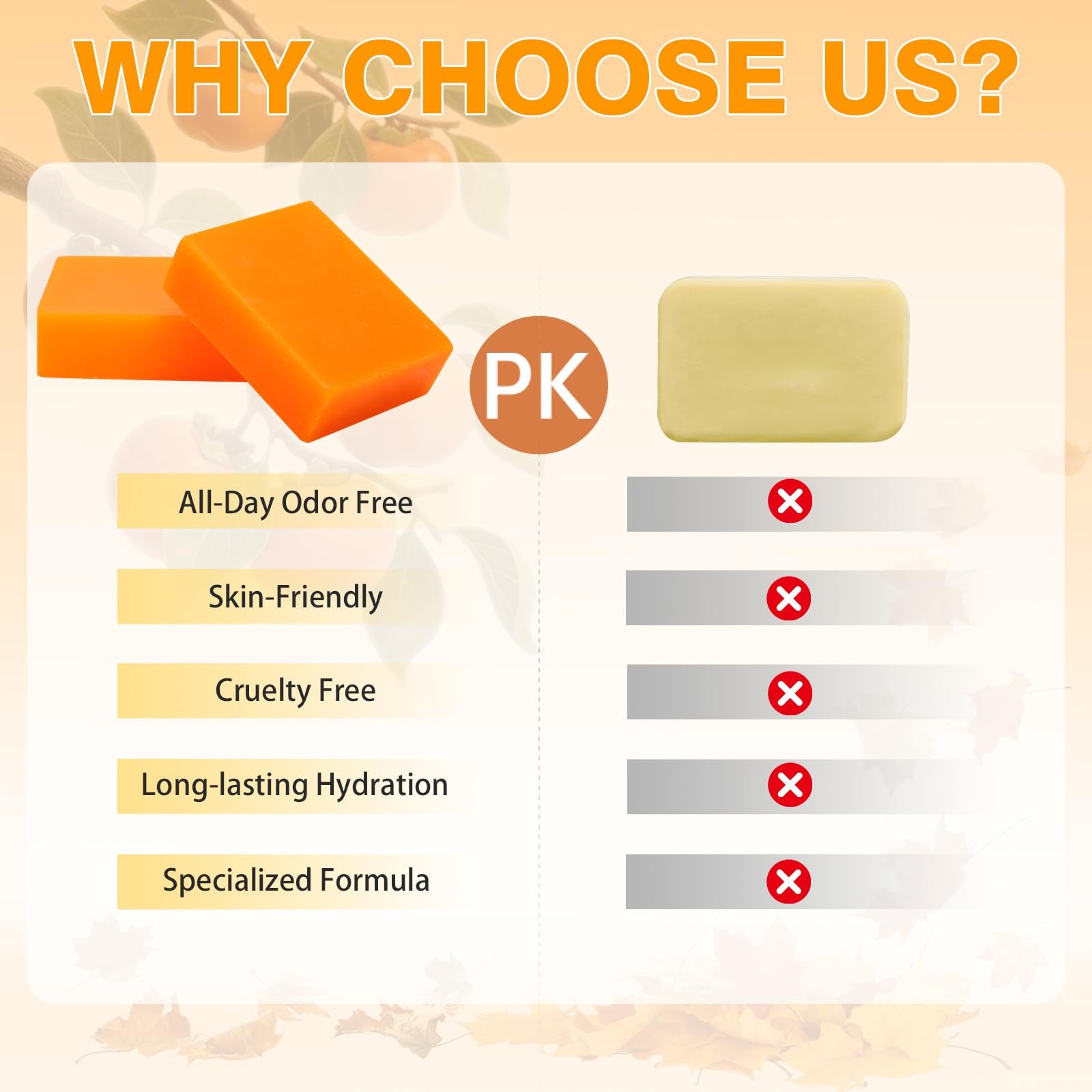 5 PCS Persimmon Soap Bar for Old People Smell