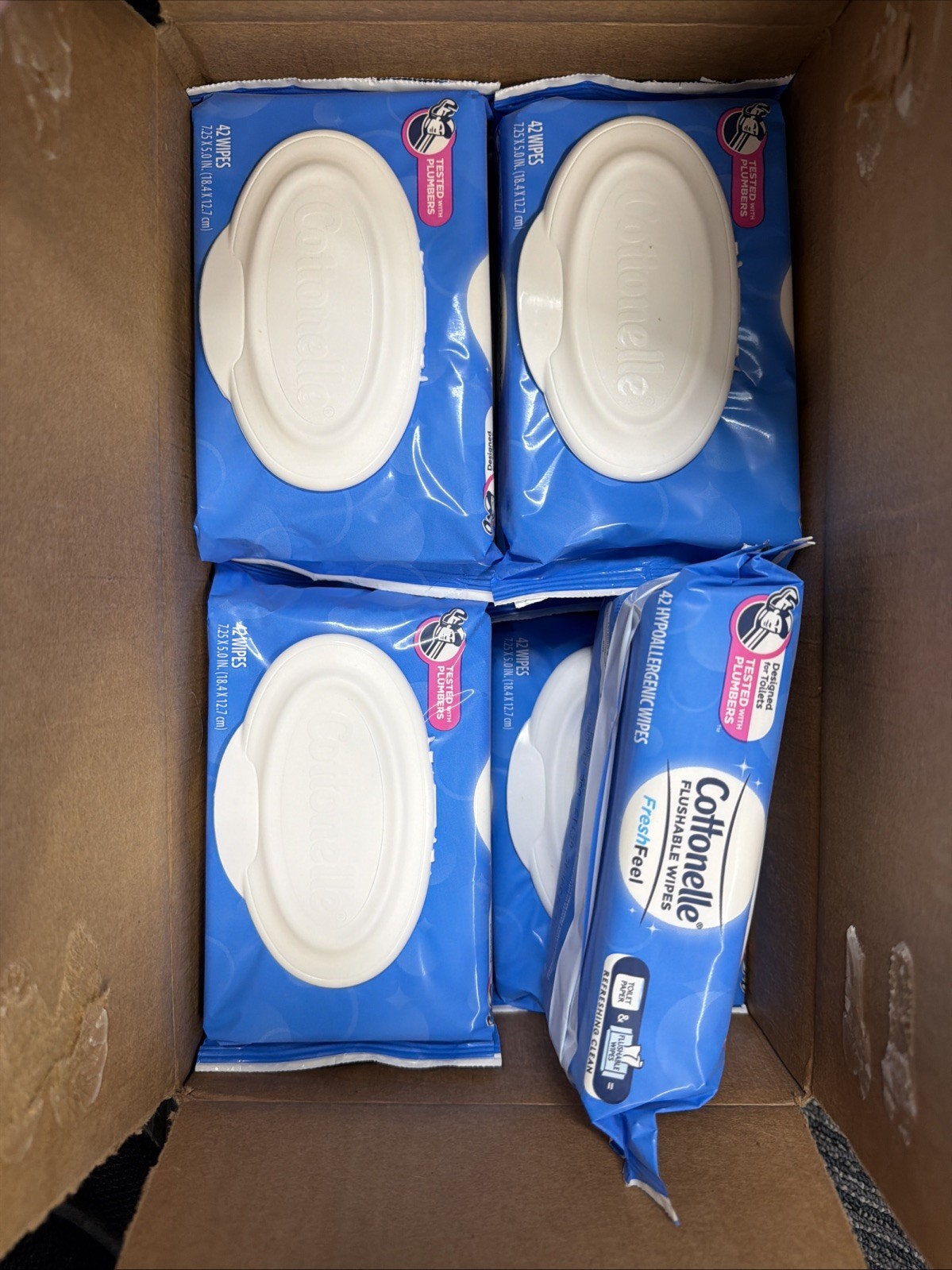Cases Of Cottonelle Flushable Wipes. 8 – 42 CT Wipe Packs Each Case
