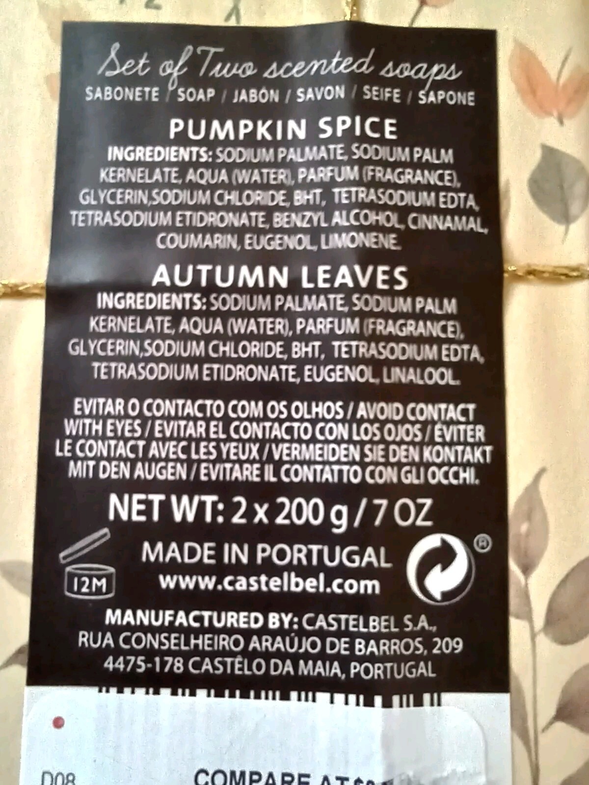 Castelbel Porto Autumn Leaves & Pumpkins Please Let’s Get Cozy Scented Soap Bars