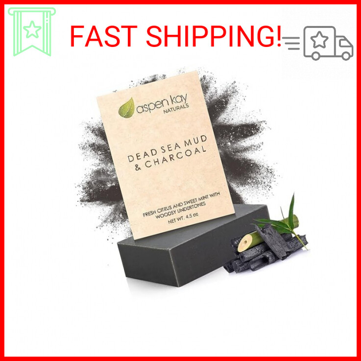 Aspen Kay Naturals Handmade Dead Sea Mud Soap Bar, Activated Charcoal & Pure Ess