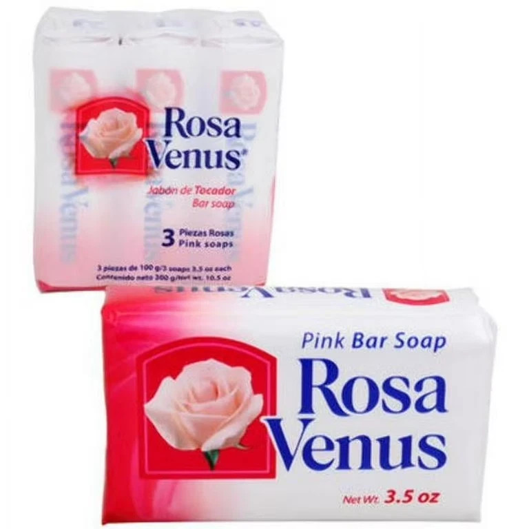 Rosa Venus Pink Bar Soap 3 Pack Floral Scent Moisturizing Bath Soap