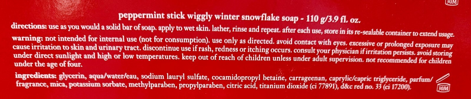Philosophy PEPPERMINT STICK Wiggly Snowflake Soap Wiggle Winter 3.9 oz/110g New