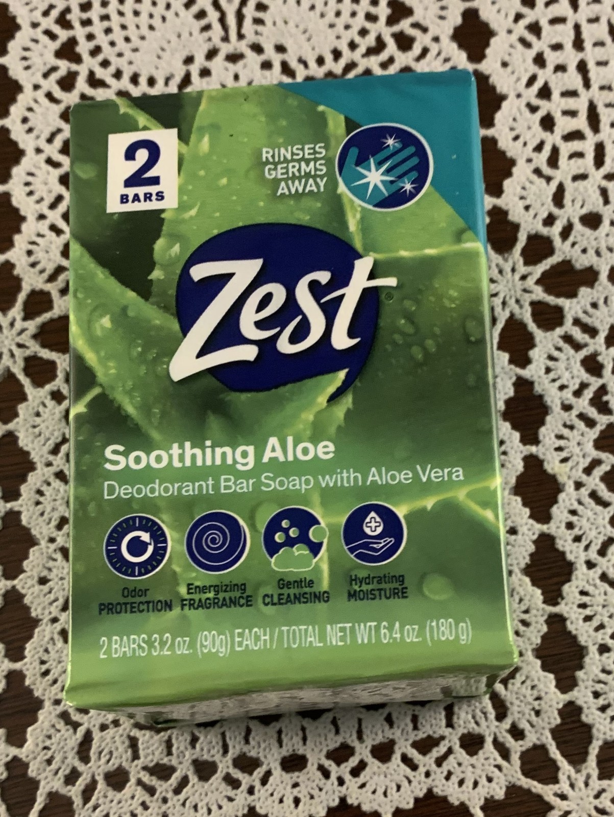 Zest Soothing Aloe Deodorant Soap 2 Bars 3.2 Ounce Brand New Sealed Canada Made